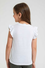 تنزيل الصورة على معرض الصور، Redtag-White-Ruffled-Slv-Casual-T-Shirt-With-Marie-Placement-Print-Blouses-Girls-2 to 8 Years
