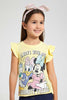 Redtag-Lt.-Yellow-Ruffled-S/Slv-Casual-T-Shirt-With-Micky-Placement-Print-Blouses-Girls-2 to 8 Years