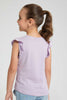 Redtag-Lilac-Ruffled-S/Slv-Casual-T-Shirt-With-Hello-Kitty-Placement-Print-Blouses-Girls-2 to 8 Years