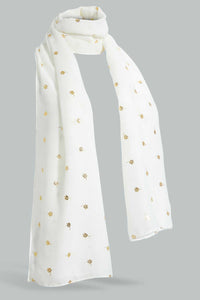 Redtag-White-Gold-Foil-Scarf-Fashion-Scarves-Girls-