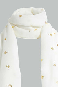 Redtag-White-Gold-Foil-Scarf-Fashion-Scarves-Girls-