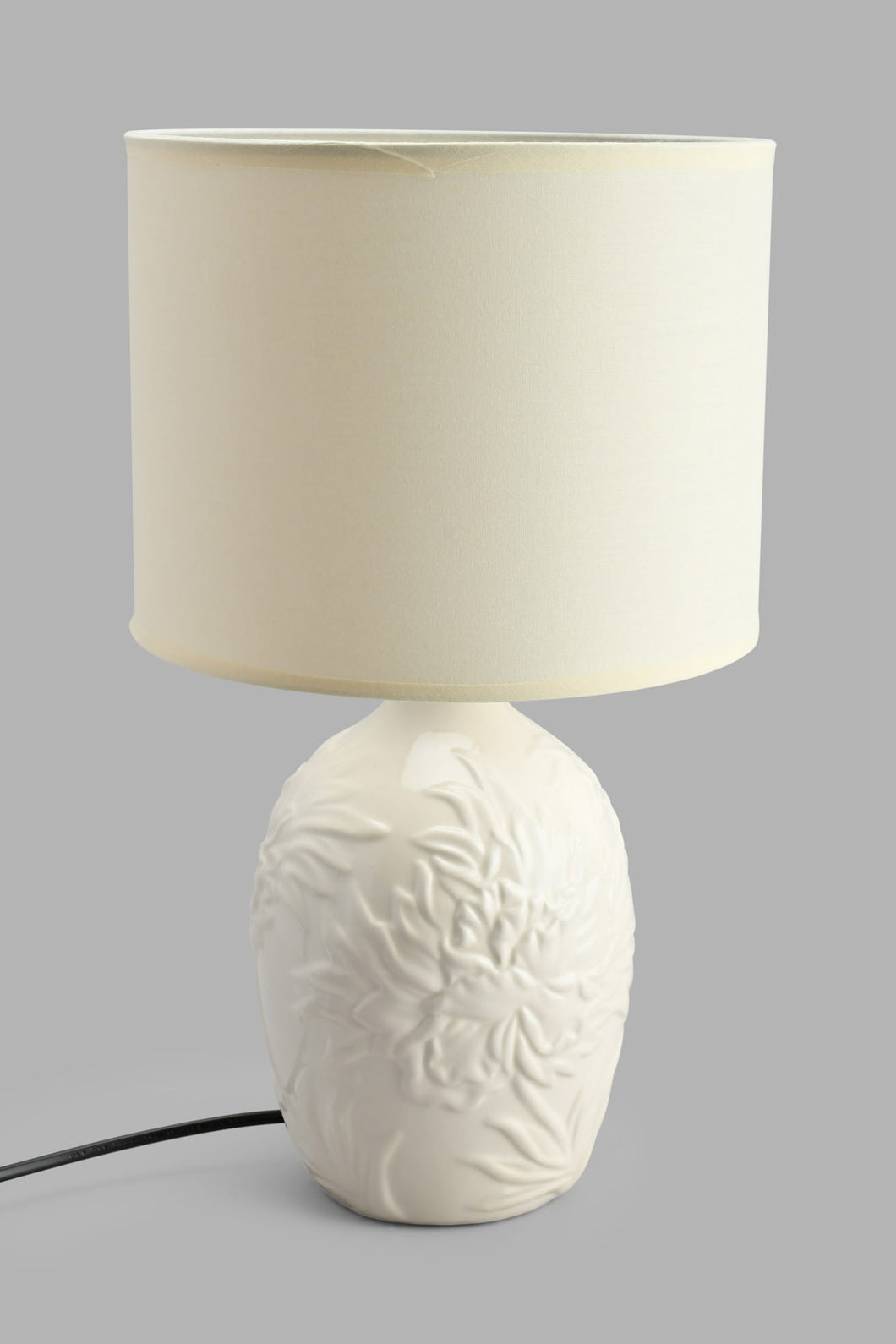 Redtag-Ivory-Embosed-Base-Table-Lamp-Table-Lamps-Home-Decor-