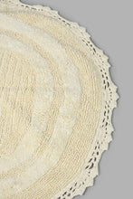 تنزيل الصورة على معرض الصور، Redtag-White-Cotton-Chrochet-Round-Dhurrie-Rugs-Home-Decor-
