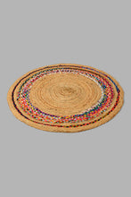 تنزيل الصورة على معرض الصور، Redtag-Brown-Multi-Jute-Woven-Round-Dhurrie-Rugs-Home-Decor-
