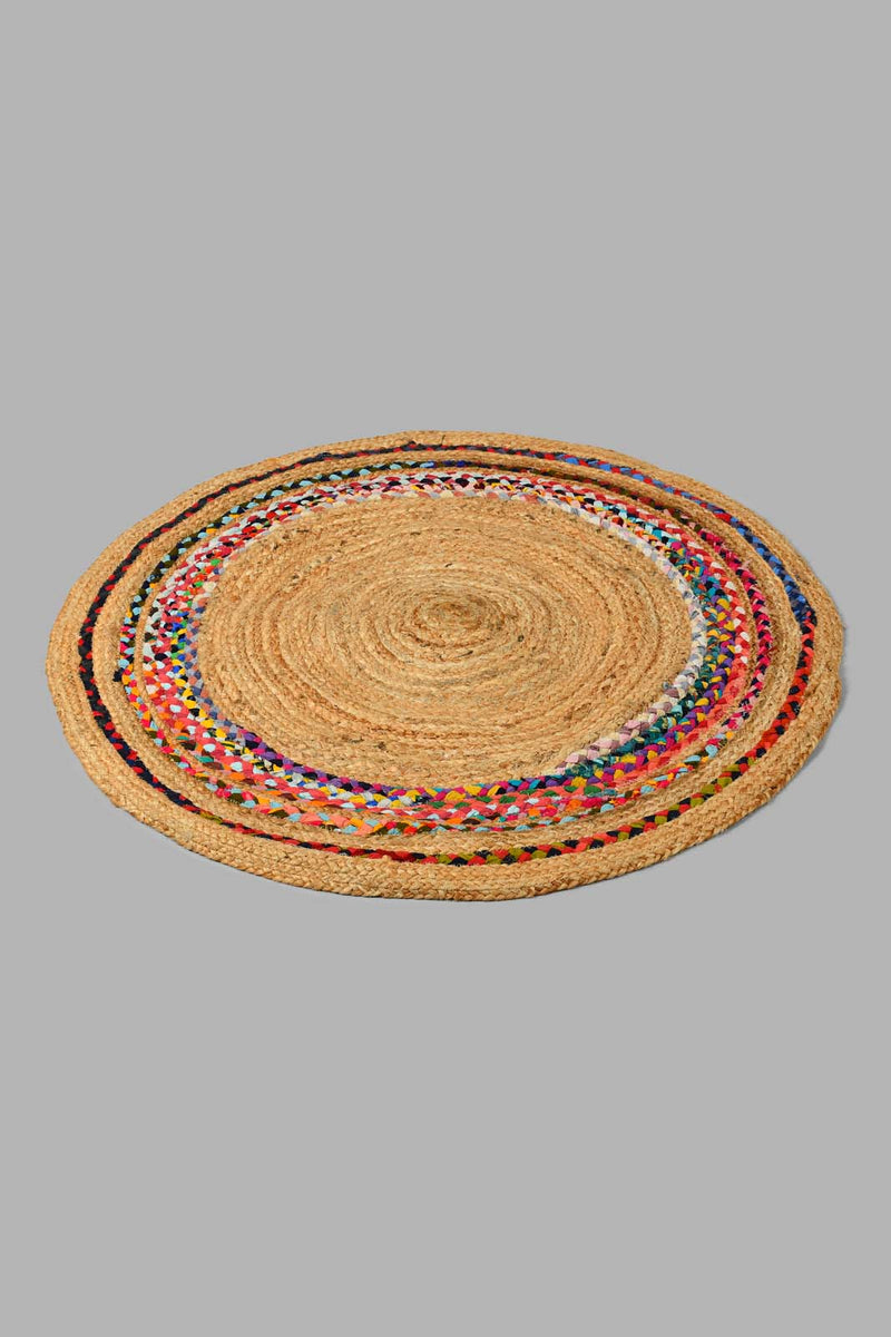 Redtag-Brown-Multi-Jute-Woven-Round-Dhurrie-Rugs-Home-Decor-