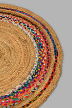 تنزيل الصورة على معرض الصور، Redtag-Brown-Multi-Jute-Woven-Round-Dhurrie-Rugs-Home-Decor-
