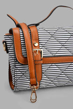 تنزيل الصورة على معرض الصور، Redtag-Black-And-White-Nautical-Stripe-Cross-Body-Bag-Cross-Body-Bags-Women-
