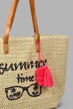 تنزيل الصورة على معرض الصور، Redtag-Beige-Printed-Beige-Bag-With-Tassle-Beach-Bags-Women-
