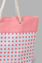 Load image into Gallery viewer, Redtag-Pink-Polka-Beach-Bag-Beach-Bags-Women-
