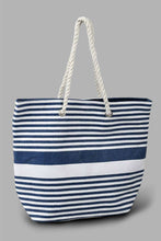 Load image into Gallery viewer, Redtag-Navy-And-White-Stripe-Beach-Bag-Beach-Bags-Women-
