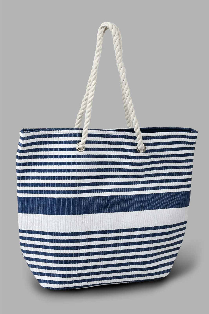 Redtag-Navy-And-White-Stripe-Beach-Bag-Beach-Bags-Women-