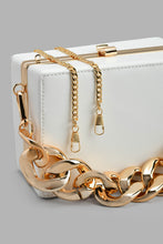 Load image into Gallery viewer, Redtag-White-With-Gold-Chain-Embellished-Evening-Clutch-Clutches-Women-
