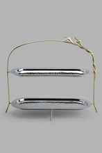 تنزيل الصورة على معرض الصور، Redtag-Silver-Hammered-Two-Tier-Oval-Dish-With-Gold-Brass-Stand-Serving-Dish-Home-Dining-
