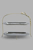 Redtag-Silver-Hammered-Two-Tier-Oval-Dish-With-Gold-Brass-Stand-Serving-Dish-Home-Dining-