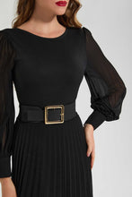 تنزيل الصورة على معرض الصور، Redtag-Black-Crewneck-Longsleeve-Dress-Dresses-Women&#39;s-
