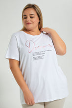 تنزيل الصورة على معرض الصور، Redtag-White-Graphic-T-Shirt-Colour:White,-Filter:Plus-Size,-LDP-T-Shirts,-New-In,-New-In-LDP,-Non-Sale,-S22B,-Section:Women,-TBL-Women&#39;s-
