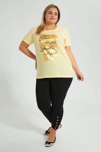 Redtag-Yellow-Graphic-T-Shirt-Colour:Yellow,-Filter:Plus-Size,-LDP-T-Shirts,-New-In,-New-In-LDP,-Non-Sale,-S22B,-Section:Women,-TBL-Women's-