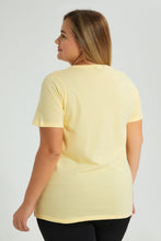 Load image into Gallery viewer, Redtag-Yellow-Graphic-T-Shirt-Colour:Yellow,-Filter:Plus-Size,-LDP-T-Shirts,-New-In,-New-In-LDP,-Non-Sale,-S22B,-Section:Women,-TBL-Women&#39;s-
