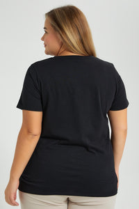 Redtag-Black-Sequin-T-Shirt-Colour:Black,-Filter:Plus-Size,-LDP-T-Shirts,-New-In,-New-In-LDP,-Non-Sale,-S22B,-Section:Women,-TBL-Women's-