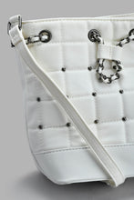 تنزيل الصورة على معرض الصور، Redtag-White-Quilted-Embellished-Bucket-Bag-Slouch-Bags-Women-
