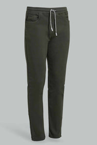 Redtag-Olive-Colored-Knit-Denim-Knit-Denim-Senior-Boys-9 to 14 Years