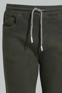 Redtag-Olive-Colored-Knit-Denim-Knit-Denim-Senior-Boys-9 to 14 Years
