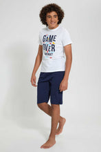 تنزيل الصورة على معرض الصور، Redtag-White-Game-Over-Night-Suit-Pyjama-Sets-Senior-Boys-9 to 14 Years
