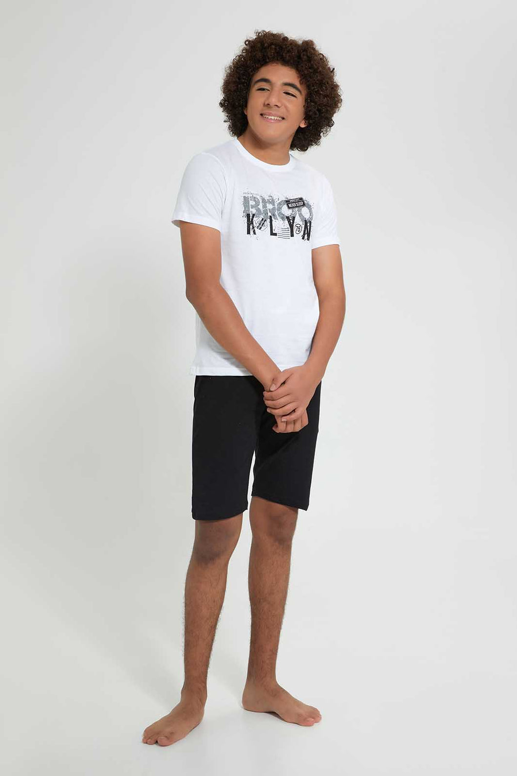 Redtag-White-Brooklyn-Night-Suit-Pyjama-Sets-Senior-Boys-9 to 14 Years