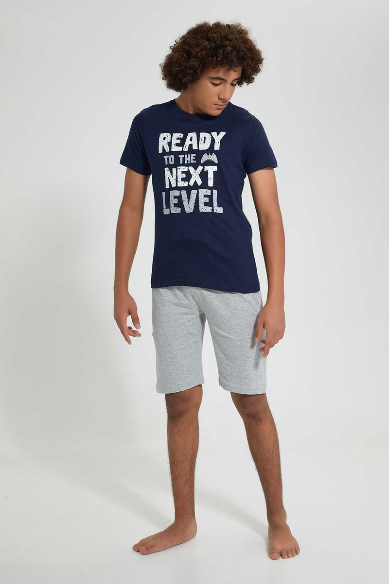 Redtag-Navy-Ready-For-Next-Level-Night-Suit-Pyjama-Sets-Senior-Boys-9 to 14 Years