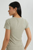 Redtag-Olive-Ribbed-Lettuce-Cuff-Tee-Colour:Dark-Green,-Filter:Women's-Clothing,-New-In,-New-In-Women,-Non-Sale,-S22B,-Section:Women,-Women-T-Shirts-Women's-
