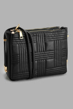 تنزيل الصورة على معرض الصور، Redtag-Black-Stiched-Quilting-Cross-Body-Bag-Cross-Body-Bags-Women-
