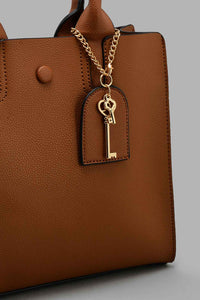 Redtag-Tan-Day-Bag-With-Key-Chain-Category:Bags,-Colour:Tan,-Filter:Women's-Accessories,-New-In,-New-In-Women-ACC,-Non-Sale,-S22B,-Section:Women,-Women-Bags-Women-