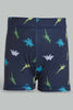 Redtag-Navy-Dino-Print-Swimtrunk-Swim-Shorts-Boys-2 to 8 Years