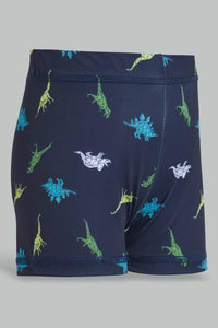 Redtag-Navy-Dino-Print-Swimtrunk-Swim-Shorts-Boys-2 to 8 Years