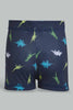 Redtag-Navy-Dino-Print-Swimtrunk-Swim-Shorts-Boys-2 to 8 Years