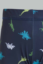 تنزيل الصورة على معرض الصور، Redtag-Navy-Dino-Print-Swimtrunk-Swim-Shorts-Boys-2 to 8 Years
