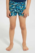 تنزيل الصورة على معرض الصور، Redtag-Blue-Print-Swimtrunk-Swim-Shorts-Boys-2 to 8 Years
