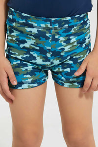 Redtag-Blue-Print-Swimtrunk-Swim-Shorts-Boys-2 to 8 Years