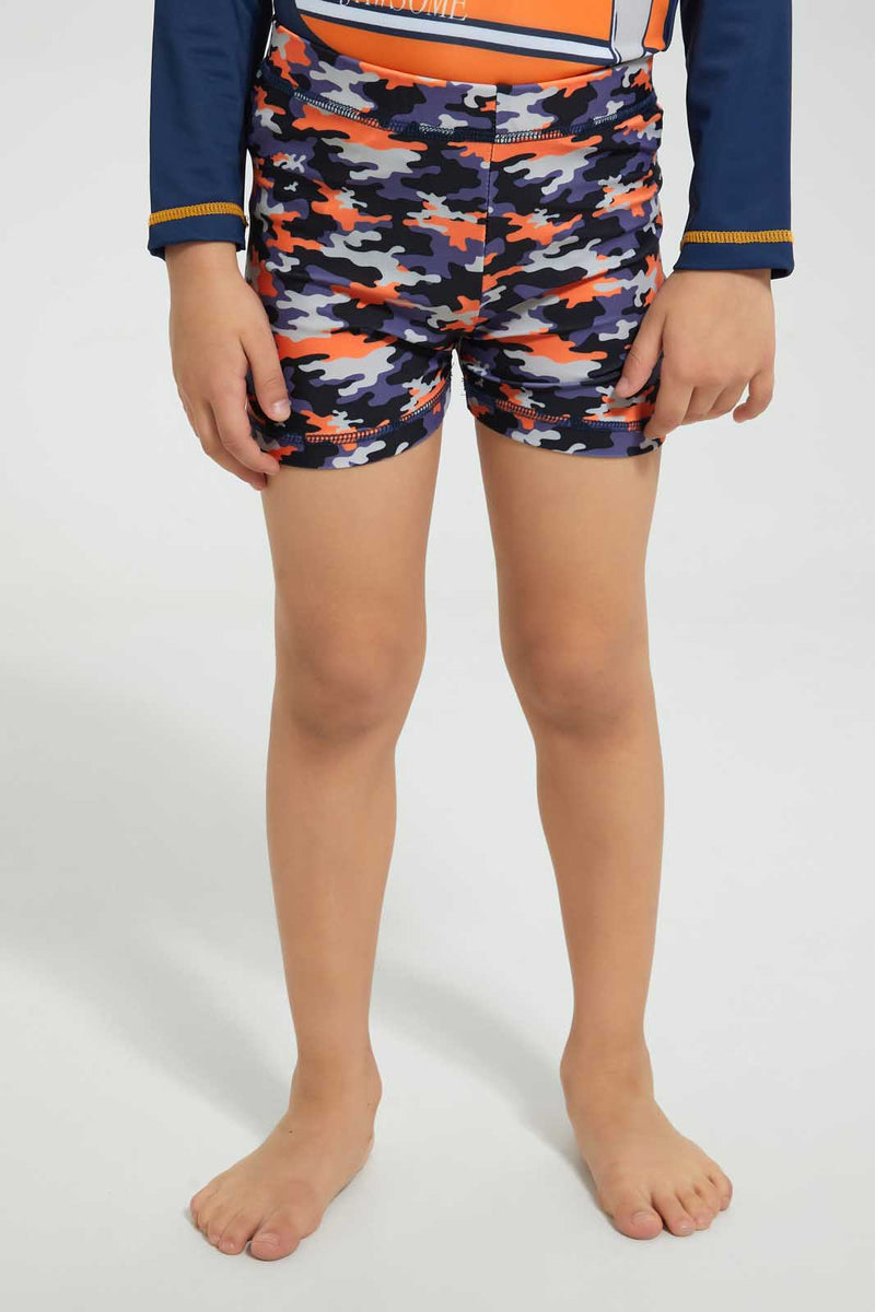 Redtag-Orange-Print-Swimtrunk-Swim-Shorts-Boys-2 to 8 Years