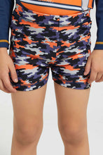 تنزيل الصورة على معرض الصور، Redtag-Orange-Print-Swimtrunk-Swim-Shorts-Boys-2 to 8 Years
