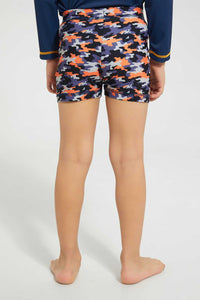 Redtag-Orange-Print-Swimtrunk-Swim-Shorts-Boys-2 to 8 Years