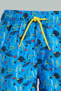 Redtag-Blue-Seamonster-Swimshort-Swim-Shorts-Boys-2 to 8 Years