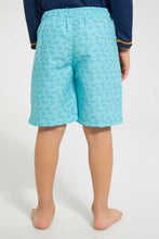 تنزيل الصورة على معرض الصور، Redtag-Blue-Shark-Swimshort-Swim-Shorts-Boys-2 to 8 Years
