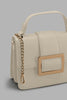 Beige Embellished Crossbody Bag