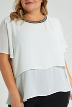 تنزيل الصورة على معرض الصور، Redtag-Ivory-Embroideredellished-Neck-Double-Layer-Blouse-Colour:Ivory,-Filter:Plus-Size,-LDP-Blouses,-New-In,-New-In-LDP,-Non-Sale,-S22B,-Section:Women-Women&#39;s-
