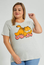 Load image into Gallery viewer, Redtag-Grey-Melange-Garfield-Character-T-Shirt-Colour:Grey,-Filter:Plus-Size,-LDP-T-Shirts,-New-In,-New-In-LDP,-Non-Sale,-S22B,-Section:Women,-TBL-Women&#39;s-
