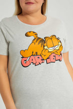 Load image into Gallery viewer, Redtag-Grey-Melange-Garfield-Character-T-Shirt-Colour:Grey,-Filter:Plus-Size,-LDP-T-Shirts,-New-In,-New-In-LDP,-Non-Sale,-S22B,-Section:Women,-TBL-Women&#39;s-
