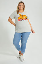 Load image into Gallery viewer, Redtag-Grey-Melange-Garfield-Character-T-Shirt-Colour:Grey,-Filter:Plus-Size,-LDP-T-Shirts,-New-In,-New-In-LDP,-Non-Sale,-S22B,-Section:Women,-TBL-Women&#39;s-
