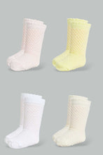 Load image into Gallery viewer, Redtag-Multi-Coloured-Jacquard-4Pcs-Pack-Socks-Ankle-Length-Infant-Girls-3 to 24 Months
