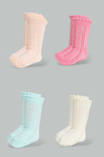 Load image into Gallery viewer, Redtag-Multi-Coloured-Jacquard-4Pcs-Pack-Socks-Ankle-Length-Infant-Girls-3 to 24 Months
